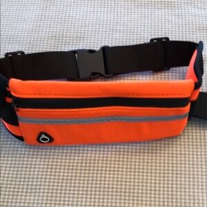 Fluorescent Orange Waist Bag Running Belt Safe Reflective Earphone Port #1134